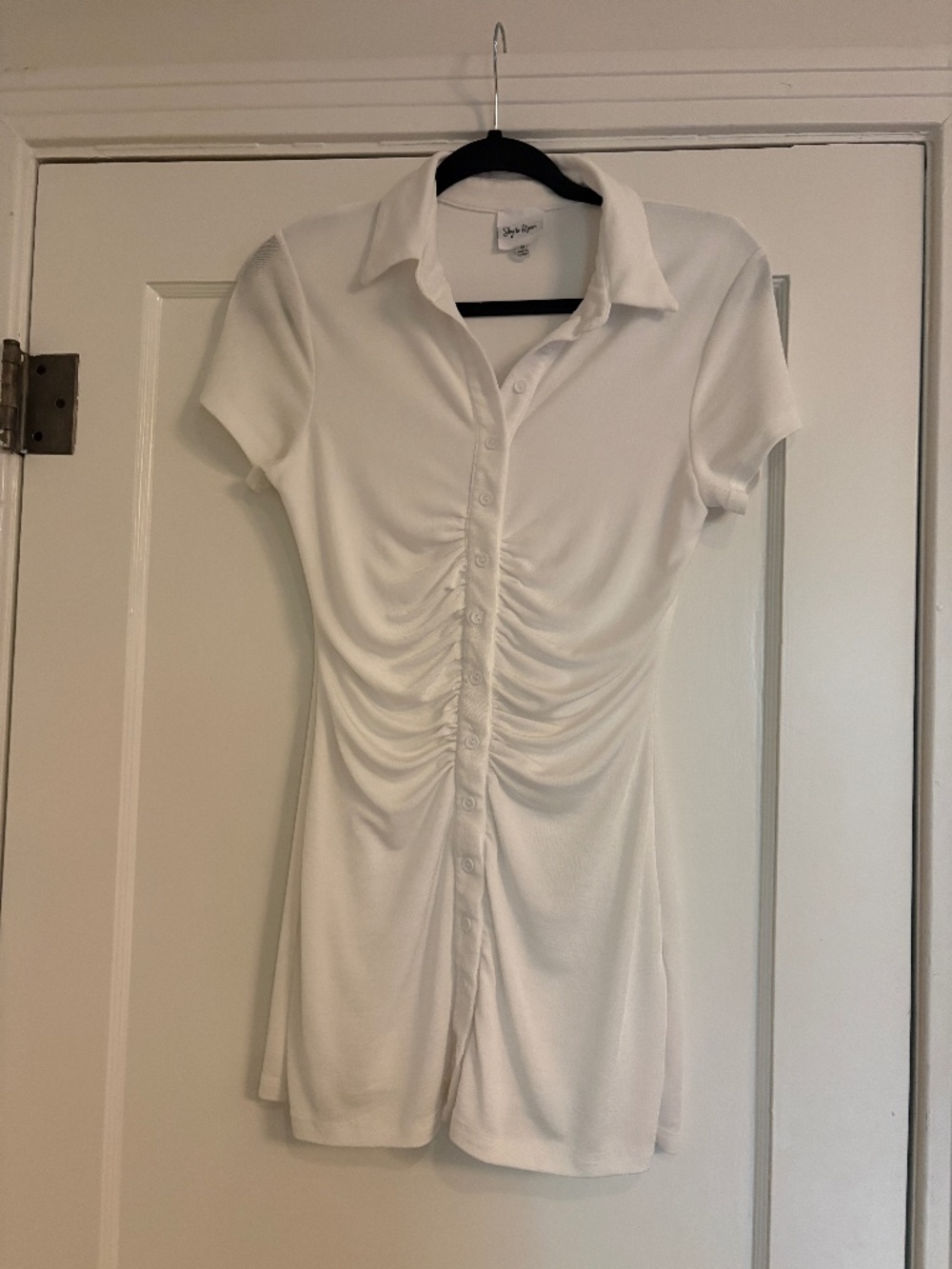 Ruched button down mini dress